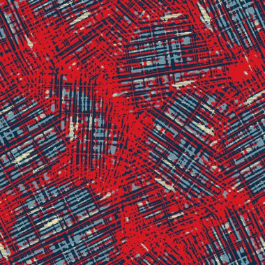 Klasik deniz mavisi, kırmızı, sarı, dikişsiz doku. Modern retro-yüzme modadan izler giyer. Memphis tarzı maskülen grunge soyut arka plan. Yüksek kaliteli jpg kumaşı.