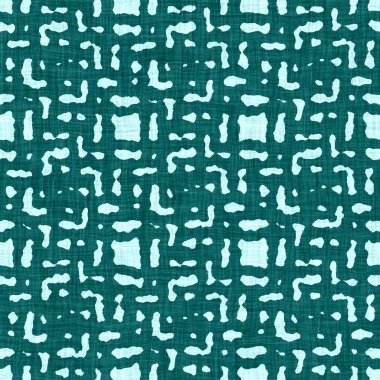 Ege mavisi benekli kırsal halka keten dokusu arka plan. Yazın benekli kıyı yaşam tarzı. Açık turkuaz mavi kumaş, tekstil dikişsiz desen oluşturur. Sahil evi kumaşlarını yıkadım.. 