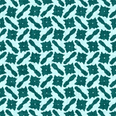 Ege mavisi benekli kırsal halka keten dokusu arka plan. Yazın benekli kıyı yaşam tarzı. Açık turkuaz mavi kumaş, tekstil dikişsiz desen oluşturur. Sahil evi kumaşlarını yıkadım.. 