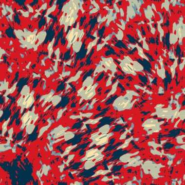 Klasik deniz mavisi, kırmızı, sarı, dikişsiz doku. Modern retro-yüzme modadan izler giyer. Memphis tarzı maskülen grunge soyut arka plan. Yüksek kaliteli jpg kumaşı.