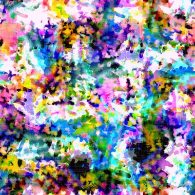 Dağınık yaz kravatlı batik plaj desenli. Kusursuz renkli lekeli uzay boyalı efekt modayı. Yumuşak döşenmiş arka plan yıkanmış. 