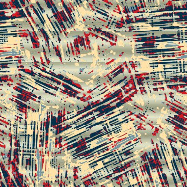 Klasik deniz mavisi, kırmızı, sarı, dikişsiz doku. Modern retro-yüzme modadan izler giyer. Memphis tarzı maskülen grunge soyut arka plan. Yüksek kaliteli jpg kumaşı.