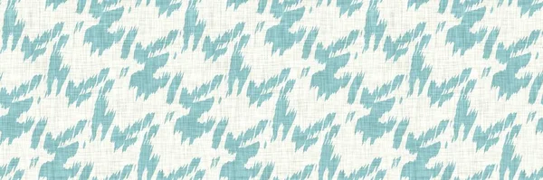 Aegean teal motttled border strip linho textura fundo. Verão costeira estilo de vida casa decoração efeito de tecido. Mar verde lavar grunge borda material. Banner de padrão sem costura têxtil decorativo. — Fotografia de Stock