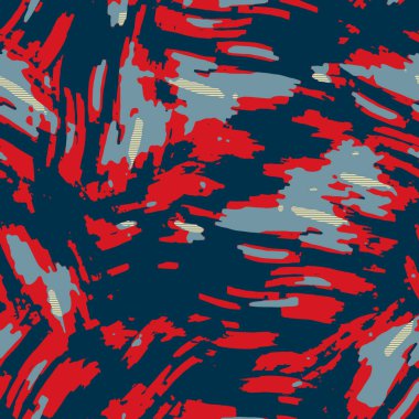 Klasik deniz mavisi, kırmızı, sarı, dikişsiz doku. Modern retro-yüzme modadan izler giyer. Memphis tarzı maskülen grunge soyut arka plan. Yüksek kaliteli jpg kumaşı.