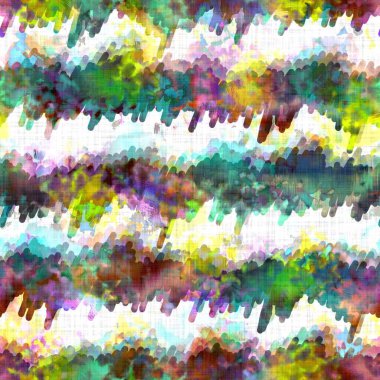 Dağınık yaz kravatlı batik plaj desenli. Kusursuz renkli lekeli uzay boyalı efekt modayı. Yumuşak döşenmiş arka plan yıkanmış. 