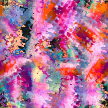 Dağınık yaz kravatlı batik plaj desenli. Kusursuz renkli lekeli uzay boyalı efekt modayı. Yumuşak döşenmiş arka plan yıkanmış. 