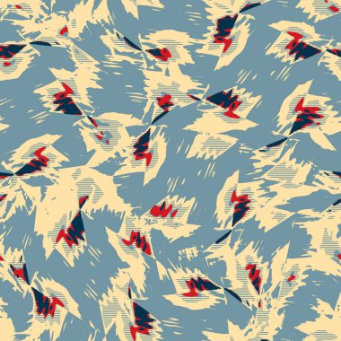 Eğlenceli sarı, kırmızı, soyut, dikişsiz doku. Modern retro-yüzme her yerde moda. Sahilde yaşam yastığı kaplaması ya da sahil evi kumaş arka planı. Yüksek kalite jpg batik swatch.