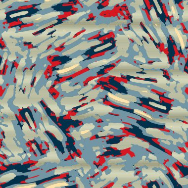 Klasik deniz mavisi, kırmızı, sarı, dikişsiz doku. Modern retro-yüzme modadan izler giyer. Memphis tarzı maskülen grunge soyut arka plan. Yüksek kaliteli jpg kumaşı.