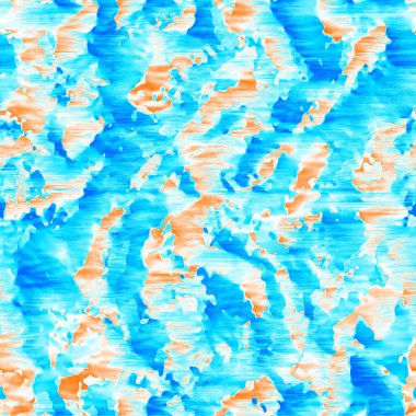 Dalgalı yaz boyası arka planı. Plaj mayosu için farklı renk karışımı, modaya uygun moda baskı. Boho dijital suluboya efekti damlatıyor. Yüksek çözünürlüklü, kusursuz desen materyali.