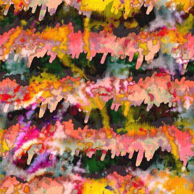 Dağınık yaz kravatlı batik plaj desenli. Kusursuz renkli lekeli uzay boyalı efekt modayı. Yumuşak döşenmiş arka plan yıkanmış. 