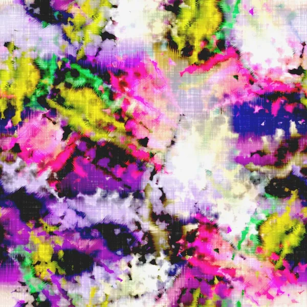 Dağınık yaz kravatlı batik plaj desenli. Kusursuz renkli lekeli uzay boyalı efekt modayı. Yumuşak döşenmiş arka plan yıkanmış. 