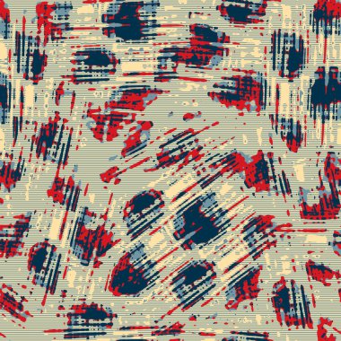 Klasik deniz mavisi, kırmızı, sarı, dikişsiz doku. Modern retro-yüzme modadan izler giyer. Memphis tarzı maskülen grunge soyut arka plan. Yüksek kaliteli jpg kumaşı.
