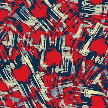 Klasik deniz mavisi, kırmızı, sarı, dikişsiz doku. Modern retro-yüzme modadan izler giyer. Memphis tarzı maskülen grunge soyut arka plan. Yüksek kaliteli jpg kumaşı.