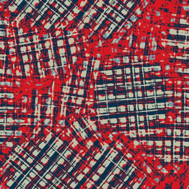 Klasik deniz mavisi, kırmızı, sarı, dikişsiz doku. Modern retro-yüzme modadan izler giyer. Memphis tarzı maskülen grunge soyut arka plan. Yüksek kaliteli jpg kumaşı.