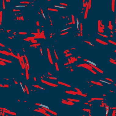 Klasik deniz mavisi, kırmızı, sarı, dikişsiz doku. Modern retro-yüzme modadan izler giyer. Memphis tarzı maskülen grunge soyut arka plan. Yüksek kaliteli jpg kumaşı.