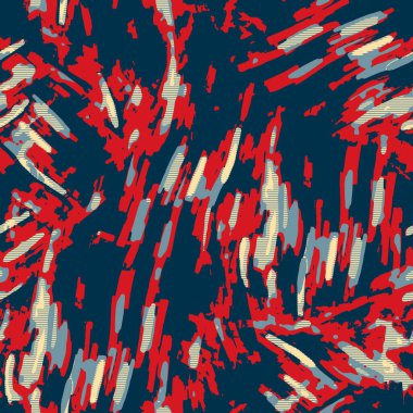 Klasik deniz mavisi, kırmızı, sarı, dikişsiz doku. Modern retro-yüzme modadan izler giyer. Memphis tarzı maskülen grunge soyut arka plan. Yüksek kaliteli jpg kumaşı.