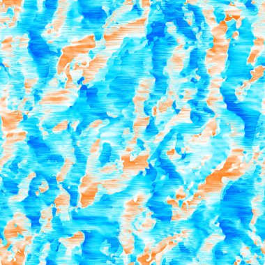 Dalgalı yaz boyası arka planı. Plaj mayosu için farklı renk karışımı, modaya uygun moda baskı. Boho dijital suluboya efekti damlatıyor. Yüksek çözünürlüklü, kusursuz desen materyali.