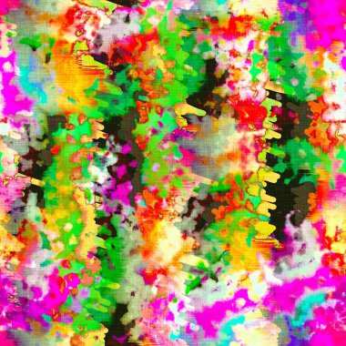 Dağınık yaz kravatlı batik plaj desenli. Kusursuz renkli lekeli uzay boyalı efekt modayı. Yumuşak döşenmiş arka plan yıkanmış. 