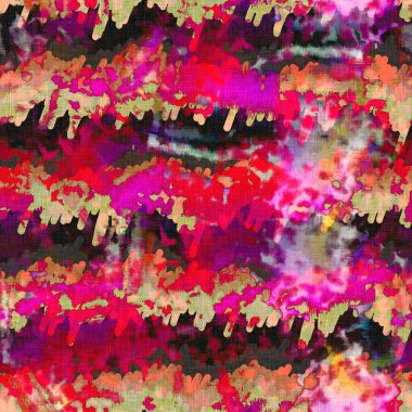 Dağınık yaz kravatlı batik plaj desenli. Kusursuz renkli lekeli uzay boyalı efekt modayı. Yumuşak döşenmiş arka plan yıkanmış. 