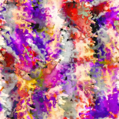 Dağınık yaz kravatlı batik plaj desenli. Kusursuz renkli lekeli uzay boyalı efekt modayı. Yumuşak döşenmiş arka plan yıkanmış. 