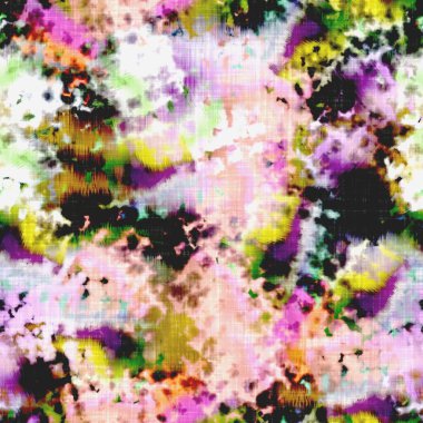 Dağınık yaz kravatlı batik plaj desenli. Kusursuz renkli lekeli uzay boyalı efekt modayı. Yumuşak döşenmiş arka plan yıkanmış. 