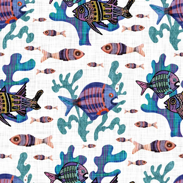 Причудливый рисунок с рыбным ризо. Красочные милые под морем плавающие тропические рыбы. Детский эффект рисовой печати. Игры летние каникулы ребенка иллюстрации фон. — стоковое фото
