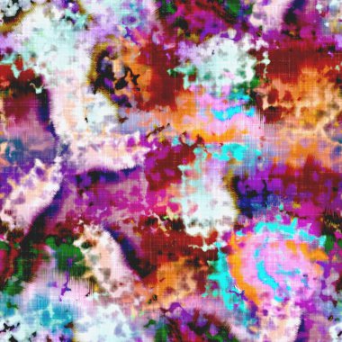 Dağınık yaz kravatlı batik plaj desenli. Kusursuz renkli lekeli uzay boyalı efekt modayı. Yumuşak döşenmiş arka plan yıkanmış. 