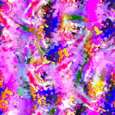 Dağınık yaz kravatlı batik plaj desenli. Kusursuz renkli lekeli uzay boyalı efekt modayı. Yumuşak döşenmiş arka plan yıkanmış. 