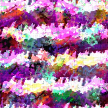 Dağınık yaz kravatlı batik plaj desenli. Kusursuz renkli lekeli uzay boyalı efekt modayı. Yumuşak döşenmiş arka plan yıkanmış. 