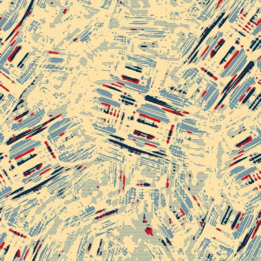 Eğlenceli sarı, kırmızı, soyut, dikişsiz doku. Modern retro-yüzme her yerde moda. Sahilde yaşam yastığı kaplaması ya da sahil evi kumaş arka planı. Yüksek kalite jpg batik swatch.