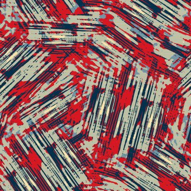 Klasik deniz mavisi, kırmızı, sarı, dikişsiz doku. Modern retro-yüzme modadan izler giyer. Memphis tarzı maskülen grunge soyut arka plan. Yüksek kaliteli jpg kumaşı.