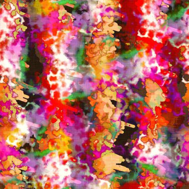 Dağınık yaz kravatlı batik plaj desenli. Kusursuz renkli lekeli uzay boyalı efekt modayı. Yumuşak döşenmiş arka plan yıkanmış. 