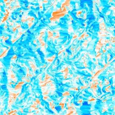 Dalgalı yaz boyası arka planı. Plaj mayosu için farklı renk karışımı, modaya uygun moda baskı. Boho dijital suluboya efekti damlatıyor. Yüksek çözünürlüklü, kusursuz desen materyali.