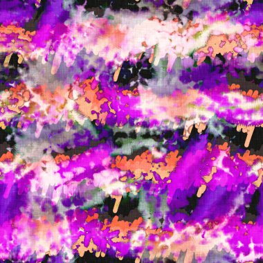 Dağınık yaz kravatlı batik plaj desenli. Kusursuz renkli lekeli uzay boyalı efekt modayı. Yumuşak döşenmiş arka plan yıkanmış. 