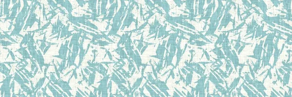 Aegean teal spottled border strip λινό φόντο Καλοκαίρι παράκτια στυλ διαβίωσης σπίτι διακόσμηση υφάσματος επίδραση. Θάλασσα πράσινο υλικό απόληξης grunge άκρη. Διακοσμητικό ύφασμα χωρίς ραφή μοτίβο banner. — Φωτογραφία Αρχείου