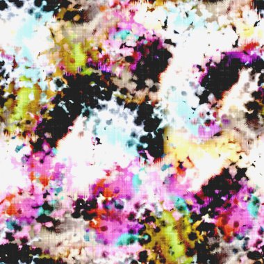 Dağınık yaz kravatlı batik plaj desenli. Kusursuz renkli lekeli uzay boyalı efekt modayı. Yumuşak döşenmiş arka plan yıkanmış. 