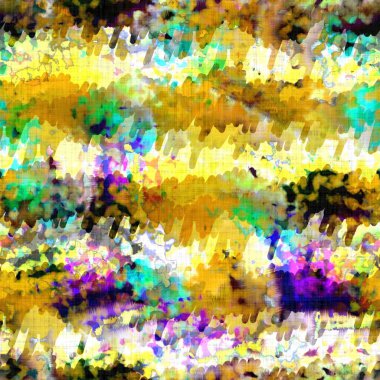 Dağınık yaz kravatlı batik plaj desenli. Kusursuz renkli lekeli uzay boyalı efekt modayı. Yumuşak döşenmiş arka plan yıkanmış. 