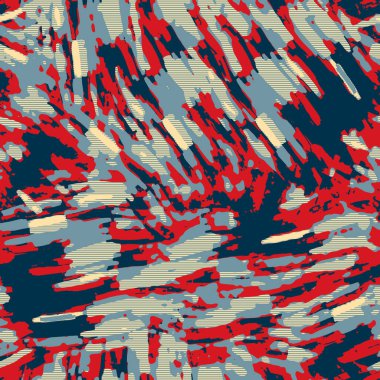 Klasik deniz mavisi, kırmızı, sarı, dikişsiz doku. Modern retro-yüzme modadan izler giyer. Memphis tarzı maskülen grunge soyut arka plan. Yüksek kaliteli jpg kumaşı.