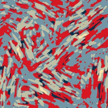 Klasik deniz mavisi, kırmızı, sarı, dikişsiz doku. Modern retro-yüzme modadan izler giyer. Memphis tarzı maskülen grunge soyut arka plan. Yüksek kaliteli jpg kumaşı.