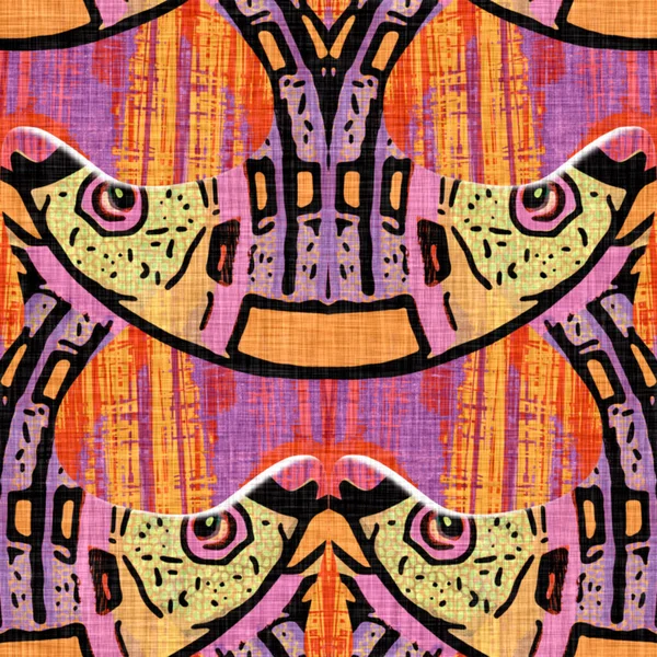 Modèle de style kaléidoscope rétro coloré des années soixante. Fond textile vintage moderne en tissu. Fun funky effet sérigraphie tissé. Effet de symétrie complexe pour l'ameublement de carreaux de conception allover. Échantillon — Photo