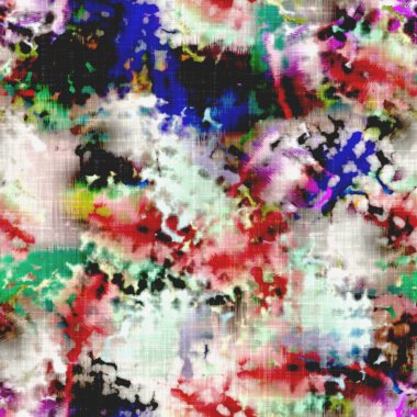 Dağınık yaz kravatlı batik plaj desenli. Kusursuz renkli lekeli uzay boyalı efekt modayı. Yumuşak döşenmiş arka plan yıkanmış. 