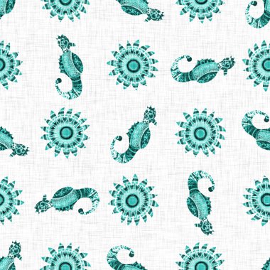 Deniz atları deseninin altında tuhaf bir şey var. Çocuksu ekran bloğu etkisi. Eğlenceli tropikal yaz scuba plaj tatili geçmişi. Sevimli karikatür Scandi Deniz atı Riso kusursuz tasarım.