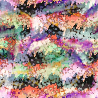 Dağınık yaz kravatlı batik plaj desenli. Kusursuz renkli lekeli uzay boyalı efekt modayı. Yumuşak döşenmiş arka plan yıkanmış. 