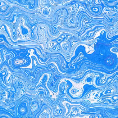 Ege mavisi benekli girdap mermer denizcilik dokusu arka planı. Yaz kıyı yaşam tarzı ev dekorasyonu. Sıvı mavi su akış efekti tekstil dikişsiz desen boyadı.