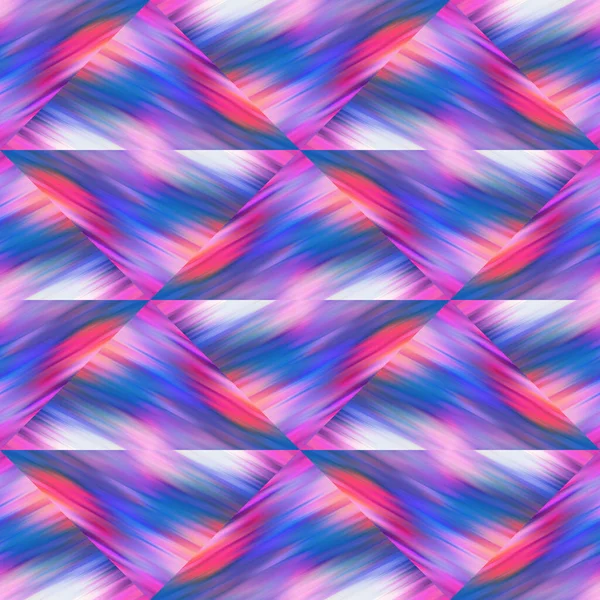 Optical glitch triangle tie dye geometric texture background. Seamless liquid flow effect patchwork grid material. Modern wet washy variegated fluid blur pattern. — Stock Photo, Image