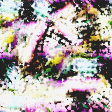 Dağınık yaz kravatlı batik plaj desenli. Kusursuz renkli lekeli uzay boyalı efekt modayı. Yumuşak döşenmiş arka plan yıkanmış. 