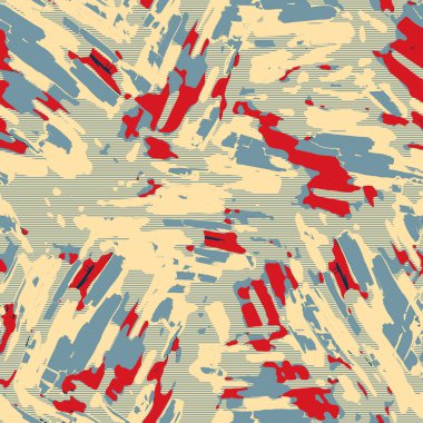 Eğlenceli sarı, kırmızı, soyut, dikişsiz doku. Modern retro-yüzme her yerde moda. Sahilde yaşam yastığı kaplaması ya da sahil evi kumaş arka planı. Yüksek kalite jpg batik swatch.