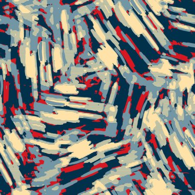 Klasik deniz mavisi, kırmızı, sarı, dikişsiz doku. Modern retro-yüzme modadan izler giyer. Memphis tarzı maskülen grunge soyut arka plan. Yüksek kaliteli jpg kumaşı.