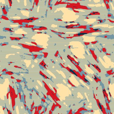 Eğlenceli sarı, kırmızı, soyut, dikişsiz doku. Modern retro-yüzme her yerde moda. Sahilde yaşam yastığı kaplaması ya da sahil evi kumaş arka planı. Yüksek kalite jpg batik swatch.