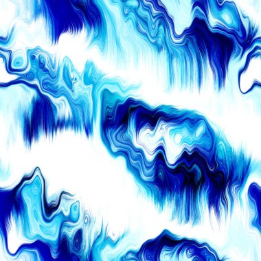 Dalgalı yaz boyası arka planı. Plaj mayosu için nemli ombre renk karışımı, modaya uygun moda baskısı. Damlayan dijital sıvı suluboya girdap etkisi. Yüksek çözünürlüklü dikişsiz kalıp materyal.